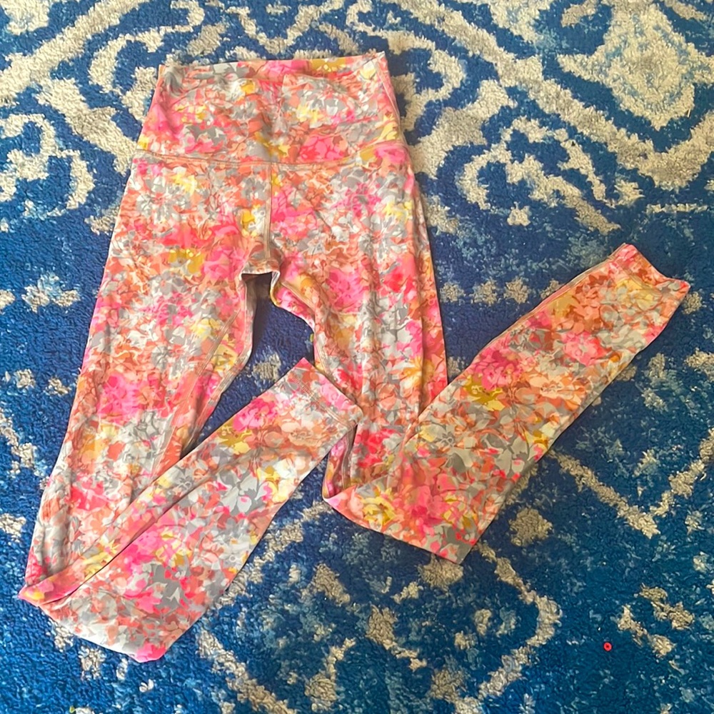 lululemon athletica Pink & Orange Floral Leggings
